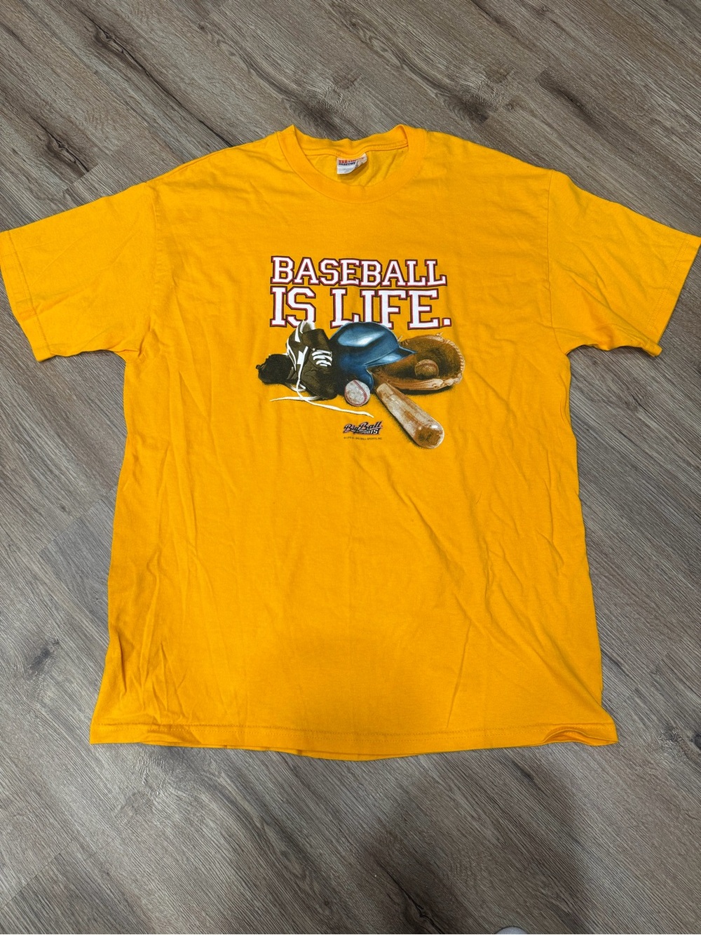 Vintage Hanes Yellow 'Baseball Is Life' Graphic Tee